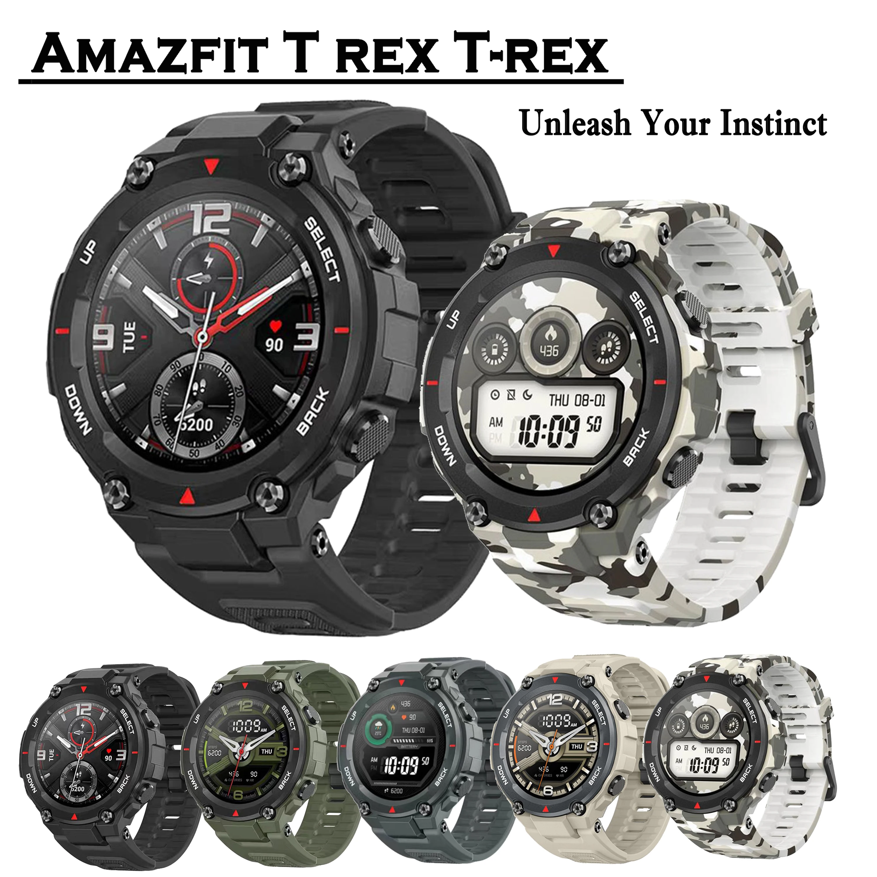 

New 2020 CES Amazfit T rex T-rex Smartwatch Control Music 5ATM Smart Watch GPS/GLONASS 20 days battery life MIL-STD for Android