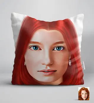 

Personalized Women 'S Artistic Illustration Portrait Design White Yastık-3