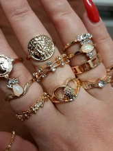 Tocona 15 unids/set, Virgen María Anillos de oro para mujer corazón manos de Fátima Anillos Cruz hoja geométrica Kольцо de joyería 7056