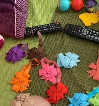 10 unids/lote nuevo diseño niños Arco de la cinta lazo diadema DIY tejer grogrén (ligamento tafetán cinta arco elástico bandas para el cabello accesorios para el cabello