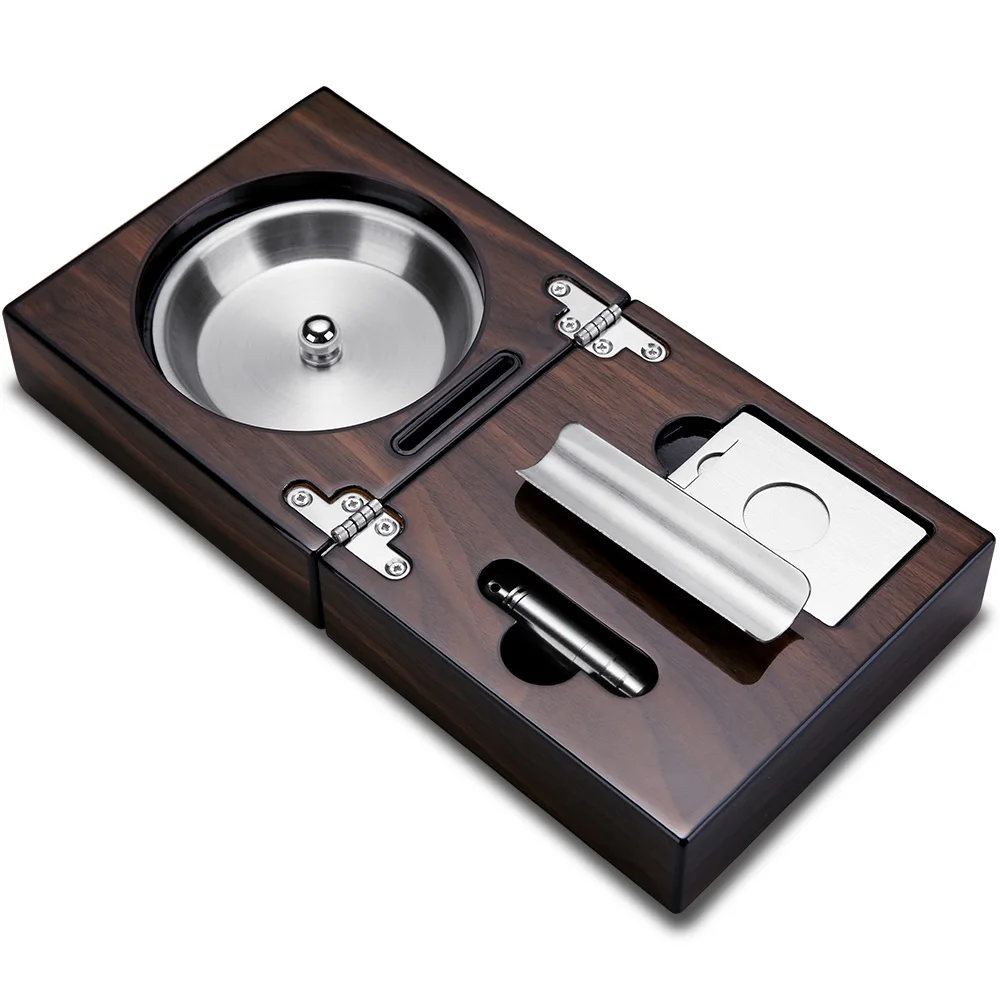 Cigar Ashtray Cigar Cutter Puncher 3 in 1 With Gift Box Business Cigar Smoking Accessories