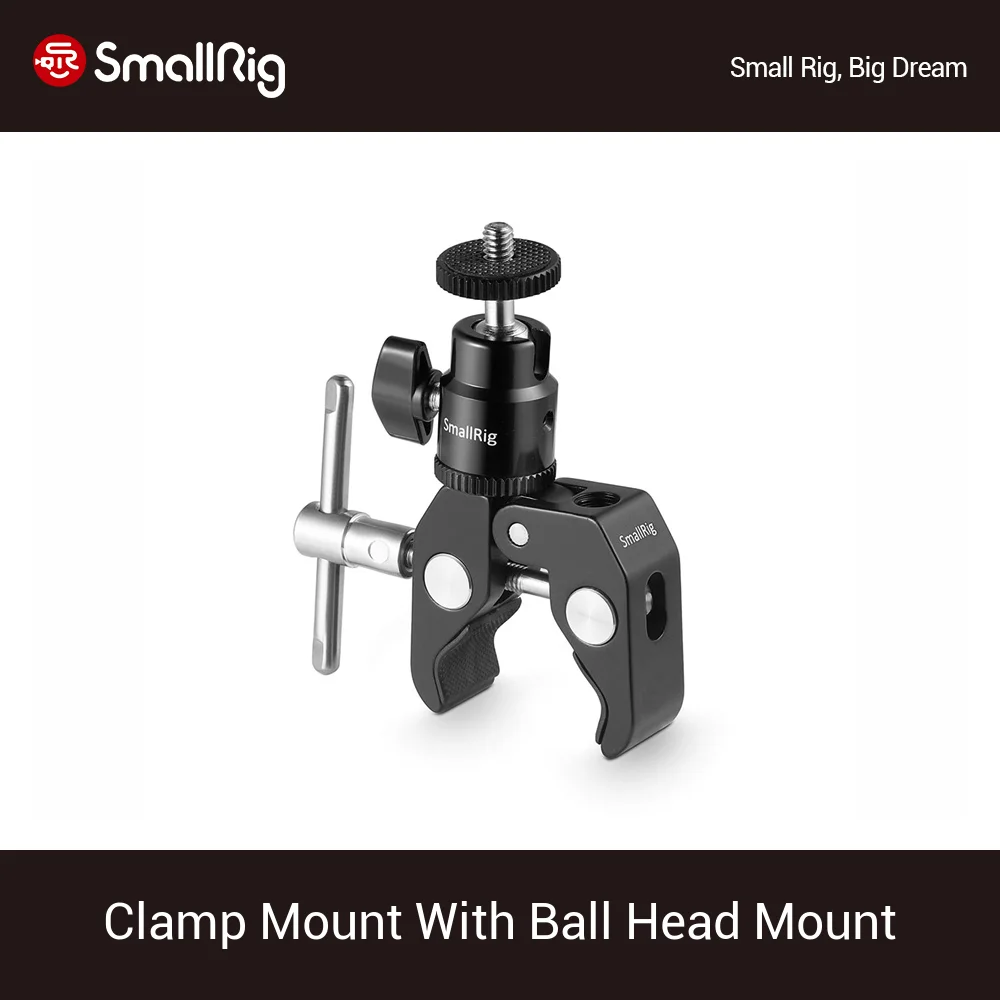 

SmallRig Quick Release Clamp Mount with 1/4" Screw Ball Head Mount Hot Shoe Adapter For Dslr Camera Cage/Light/Hooks - 1124