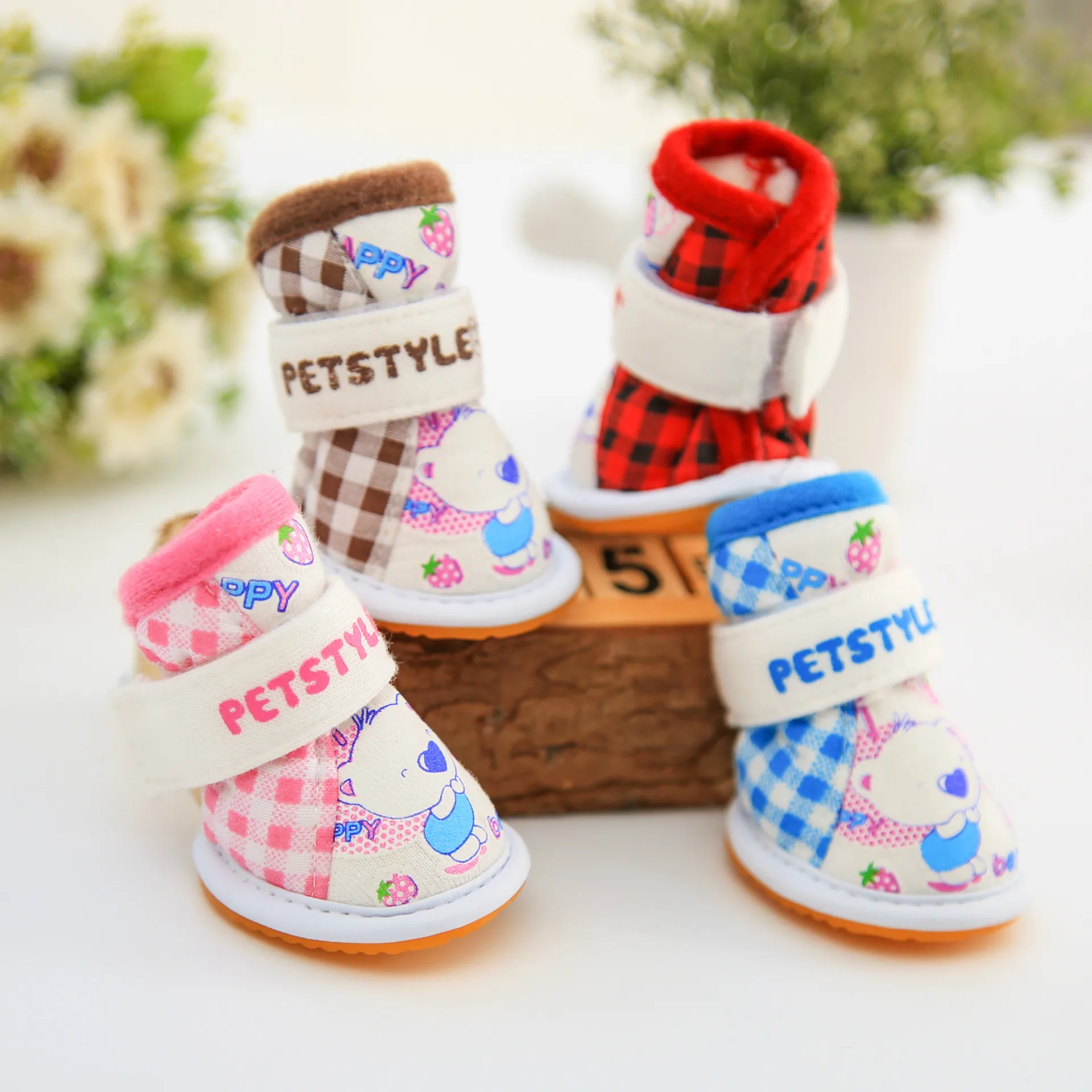 Pet Shoes Plaid Bear Dog Boots Shoes Yorkie Maltese Chiwawa Dog Shoes