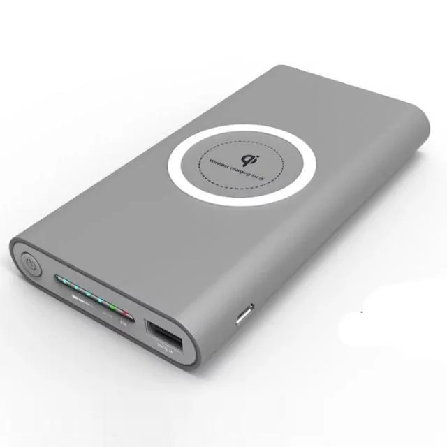 Qi PowerBank Wireless с функцией беспроводной собственной зарядки 10000 мАч(Серый