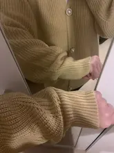 Kimono Cardigan Sweaters Lantern Berrygo V-Neck Knitted Female Women Sleeve-Button Streetwear