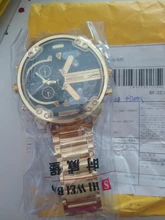 XFCS-reloj grande de acero dorado para hombre, de cuarzo, informal, con doble horario, Militar