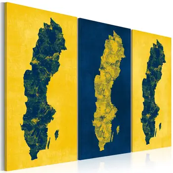 

Picture-map of Sweden painted: Triptych-60x40 cm