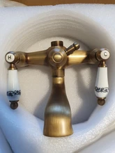 Bathroom Faucet Antique-Brass White Tap Porcelain-Handle Cold-Mixer Rotatable Single-Hole