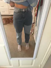 Iamhotty-Vaqueros rectos de retales para mujer, ropa de calle desgastada Vintage de cintura alta para novios, Mom y2k, 2020