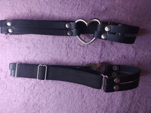 Tobillera de piel sintética con cabeza de gatito, cadena para las piernas, con corazón Sexy, Punk, amor, liga para las piernas, arnés redondo, negro, ajustable