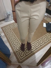 Trousers Pencil-Pants Faux-Leather Skinny High-Wasited Fleece Stretchable Autumn Women