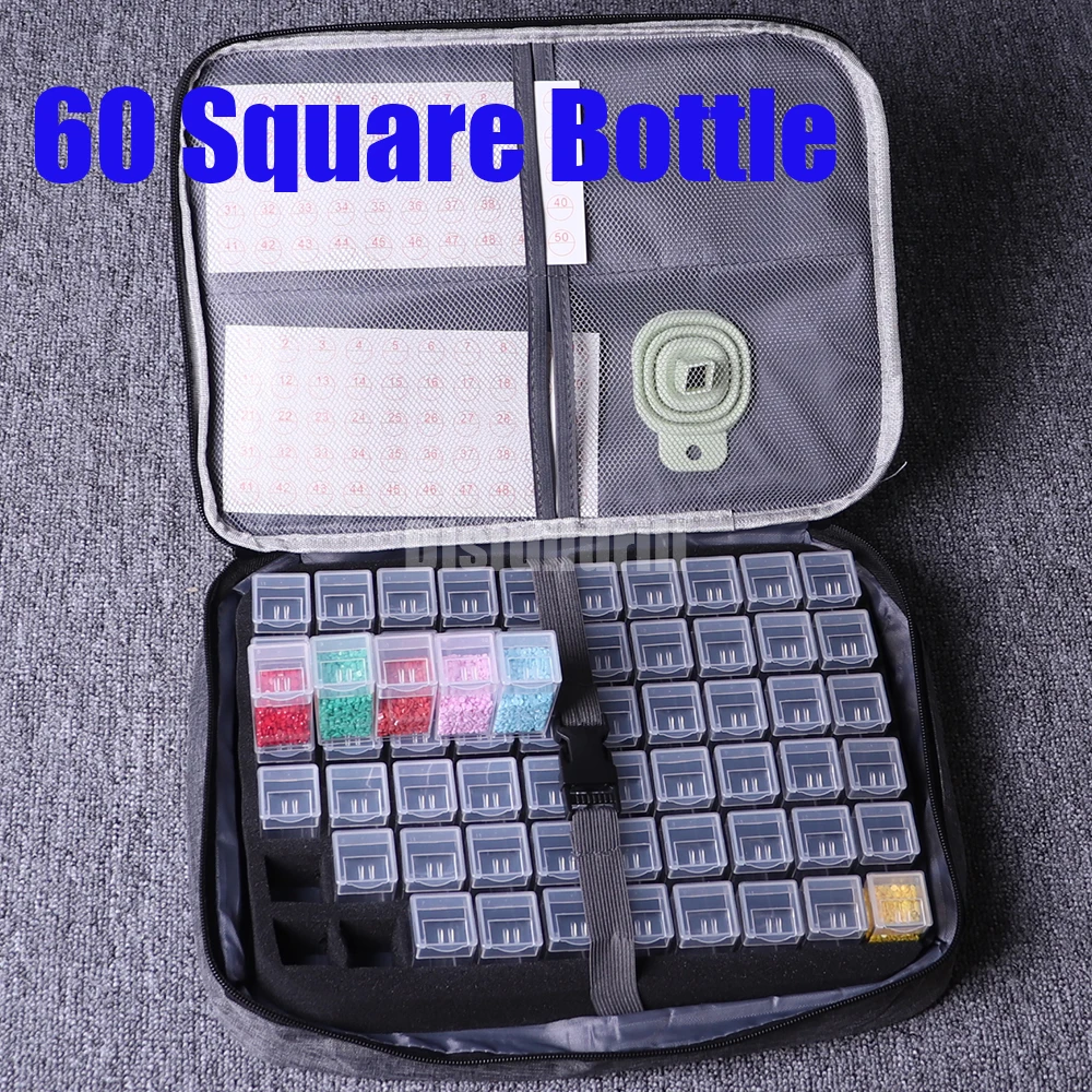 

60 Square Bottle Diamond Painting Cross Stitch Accessories Tool Box Container Diamond Storage Bag Case Embroidery Mosaic