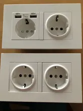 Delviz-Toma corriente con USB estándar para la UE, enchufe de pared con 2 salidas, panel de alimentación CA 110 ~ 250V, de calidad 16A, doble marco, 146x86mm