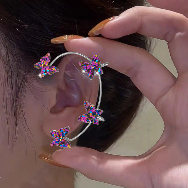Shiny Zircon Butterfly Earcuff For Women Without Piercing Earrings 2022 Fashion Ear Clip Earrings Bride Wedding Jewelry