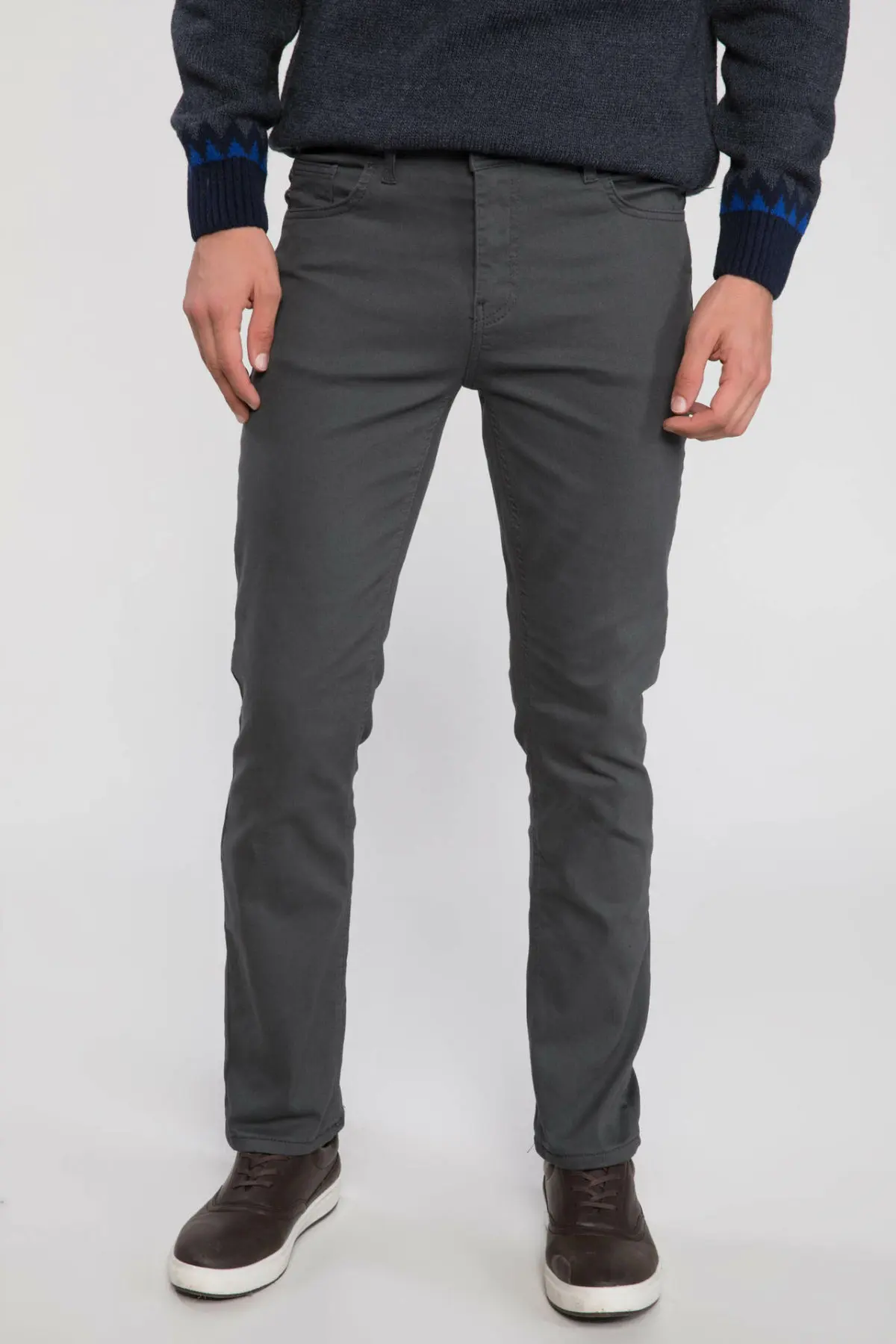 

DeFacto Brand Fashion New Men Cotton Straight Trousers High Quality Casual Pure Color Long Pants For Men's - J1056AZ18CW