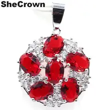 33x25 мм Роскошная форма звезды красный кровяной Рубин натуральный CZ женский подарок серебряный кулон