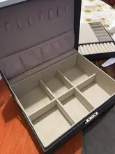 Caja de cuero para joyería de doble capa, caja de almacenamiento de ornamento para pendientes y pendientes, joyero grande multifunción, novedad