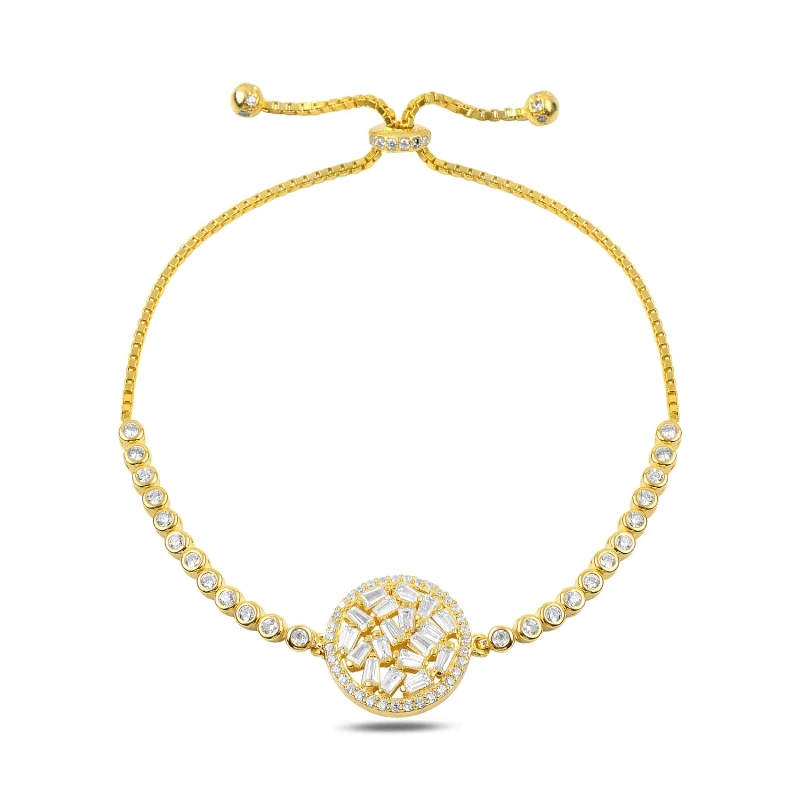 

Silver 925 Sterling Trapezoidal Baget Zircon Cubic Zirconia Elevator Bracelet