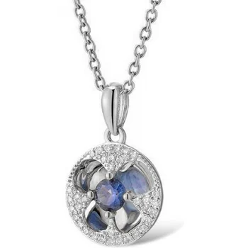 

Lucas gold flower pendant with sapphire and white gold diamonds