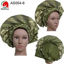 AS054-free, быстрая, нигерийский авто Механизм, женский головной убор с бусинами, модный дизайн, уже напечатанный геле для вечеринки и свадьбы