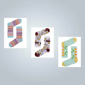 

3 Pairs Women's Crew Socks Colorful Patterned Premium Cotton