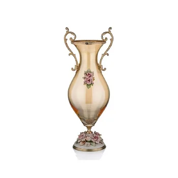 

QUALITY TURKISH and ITALIAN DESIGN - PORIO PR05-1051 KAPITEMONTE AMBER VASE WITH STAND - INCLUDED CARGO