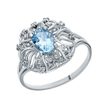 

Silver ring with Topaz and cubic zirconia sunlight sample 925