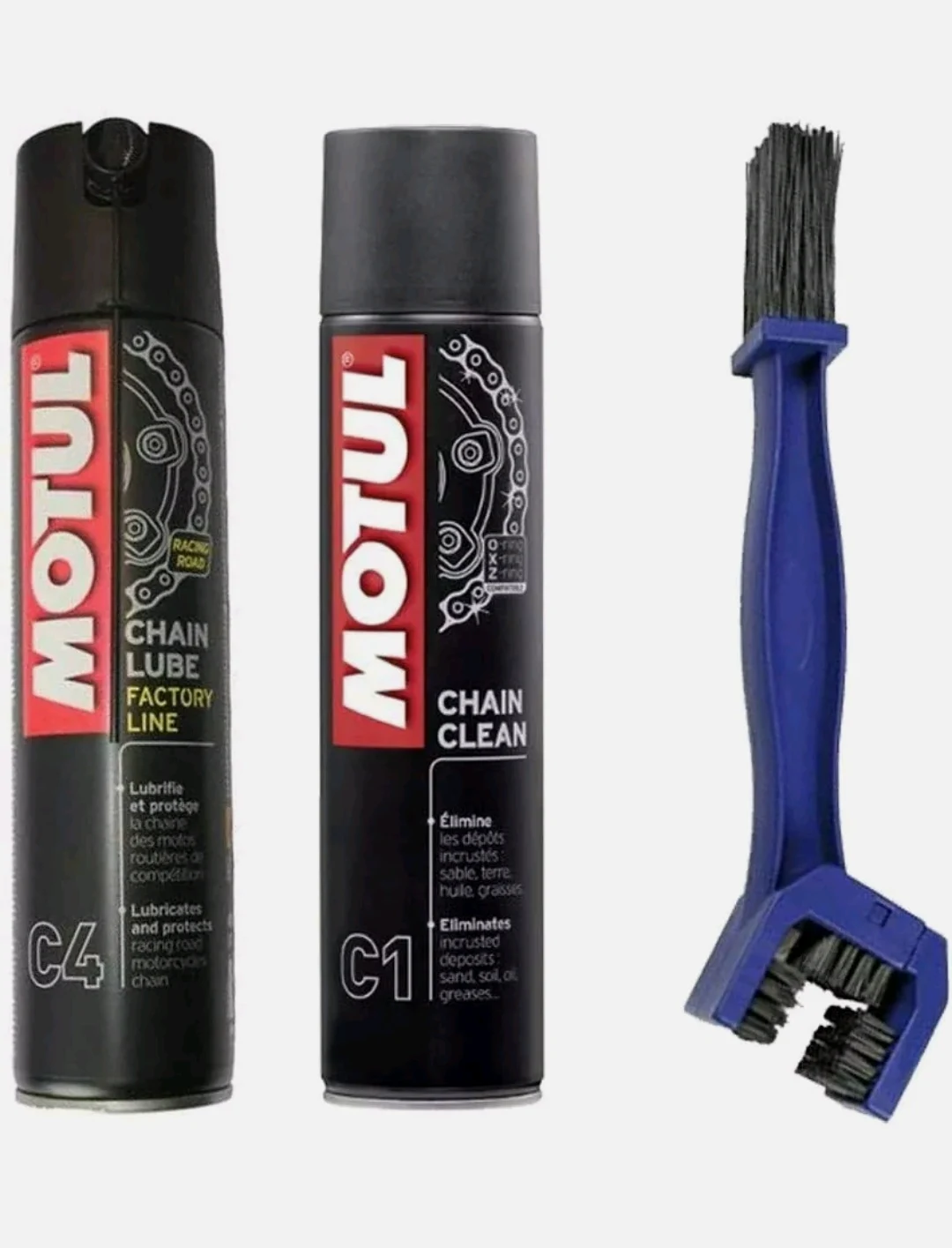 Paquete De Cadena Motul Con Spray Chiaroador C1 400 Ml Y Grasa Motul C4 Especialmente Per Carretera Envy Os 24H