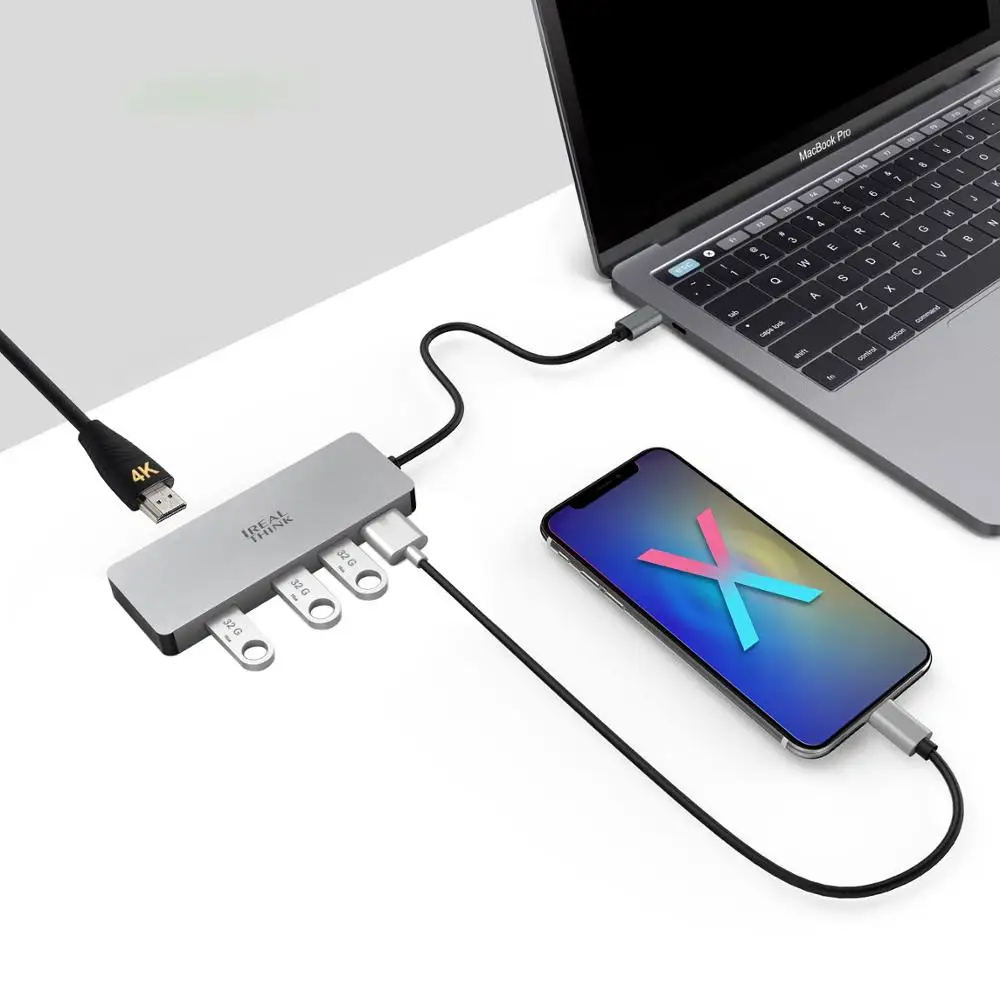 IREALTHINK USB C концентратор type-C адаптер для 4K HDMI USB3.0 концентратор Аксессуары для планшетов/Macbook концентратор разъемы usb-хаб HDMI