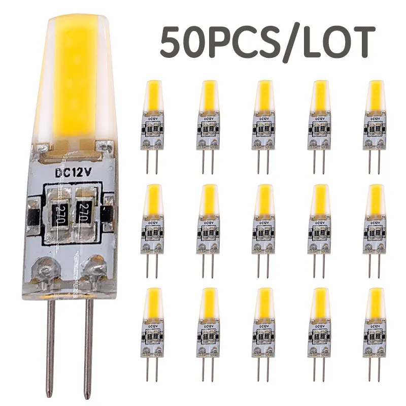 

50PCS LED G4 Lamp COB Bulb DC 12V Dimming 6W LED Lights Replace 30W 40W Halogen G4 Lamps Chandelier Candle Silicone Spotlight