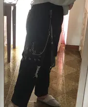 QWEEK-pantalones Cargo negros Harajuku gótico para mujer, ropa de calle gótica de pierna ancha, holgada, Pantalones blancos, moda holgada