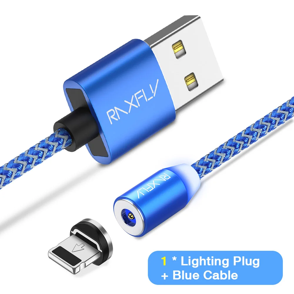 RAXFLY Магнитный кабель Micro usb type C кабель для iPhone samsung Android мобильный телефон Кабо Быстрая зарядка магнит зарядное устройство провод шнур - Цвет: blue for iphone