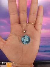 Collar con colgante de Luna y Bola de resina transparente para mujer, collar con cadena de nubes azules y blancas, regalos de joyería para niña