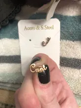 Atoztide-pendientes con pasador en forma de letra para mujer, de acero inoxidable, con nombre personalizado, Piercing, placa con nombre