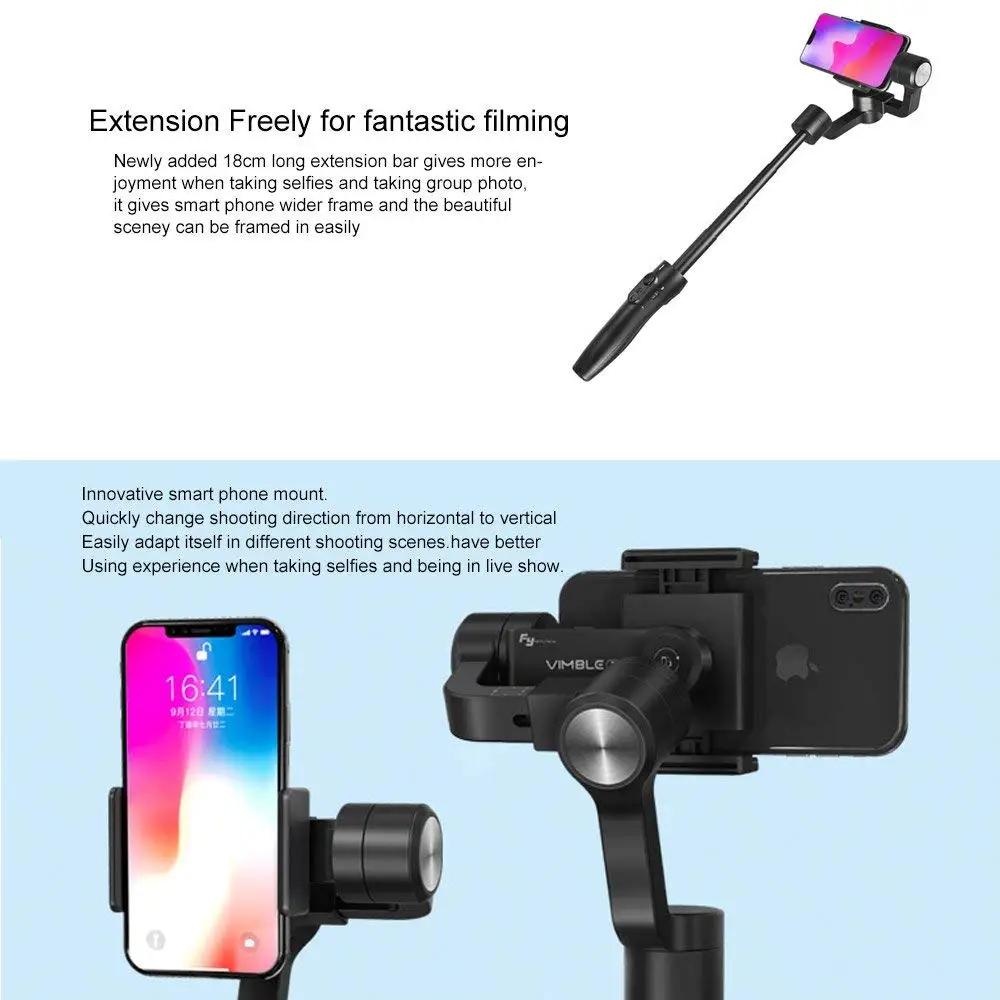 Feiyu Vimble 2 3 оси ручной смартфон Gimbal для смартфона штатив стабилизатор селфи палка с портретным режимом 183 мм длина