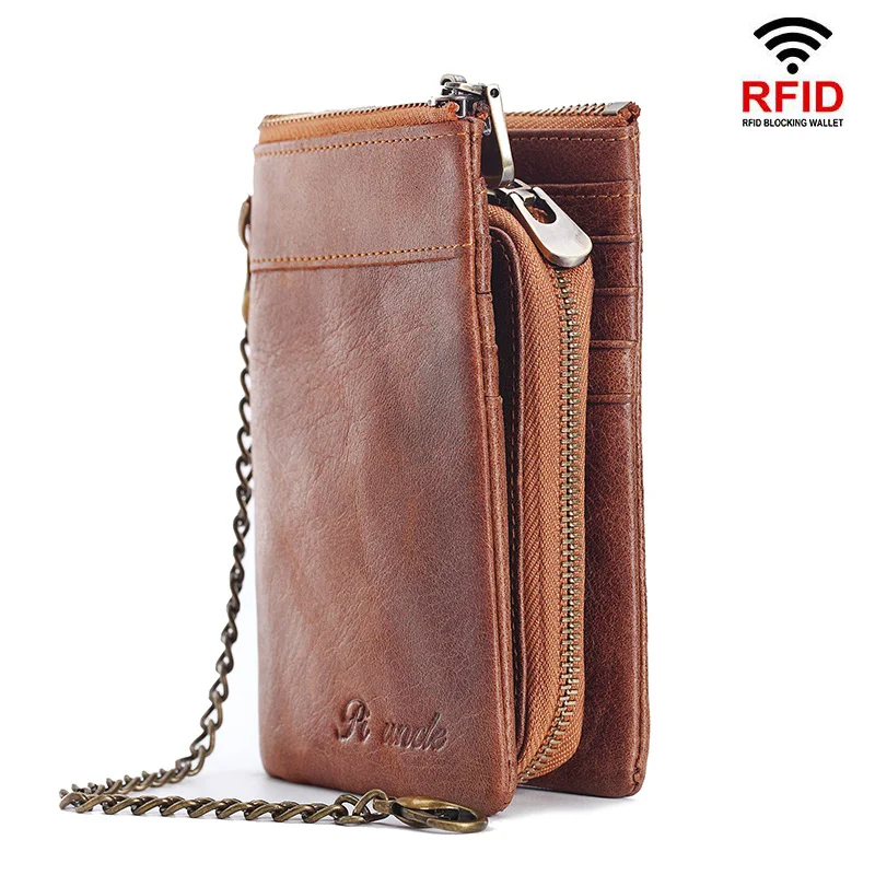 

Mens Wallet Rfid Genuine Leather Purse PORTFOLIO Wallet Male Card Holder Vintage Coin Purse Money Bag Portomonee Hasp Male