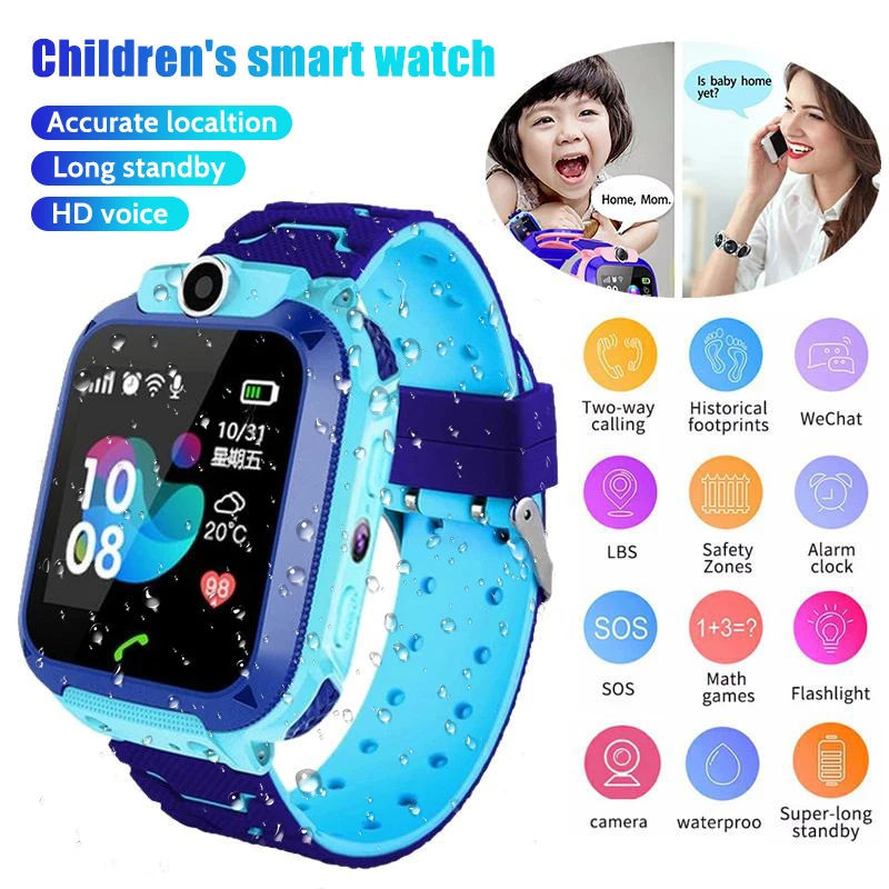 Q12B Детские Смарт-часы телефон водонепроницаемый LBS Smartwatch дети позиционирование анти-потеря дистанционного вызова камеры 2G sim-карты для мальчиков и девочек