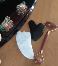 Guasha-Placa de Jade de piedra Natural para terapia de acupuntura, raspador de piedra Natural para cara, cuello, espalda y cuerpo