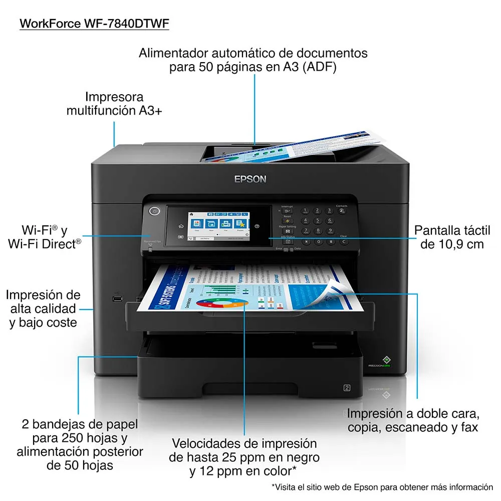 Epson WorkForce WF Impresora Multifunción Duplex A3, Escáner e Impresión a Doble Copia, Escanéa, Wifi, Pantalla Táctil|Impresoras| - AliExpress