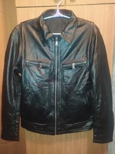 Chaqueta de cuero de vaca para hombre, abrigo de piel de vaca, grueso, de calidad, Estilo vintage, regalo, envío gratis