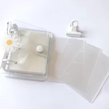 Mini diario de hojas sueltas de PVC con 3 agujeros, nuevo diario pequeño de bolsillo transparente, cuaderno de viajero, juego de planificador artesanal de dibujos animados
