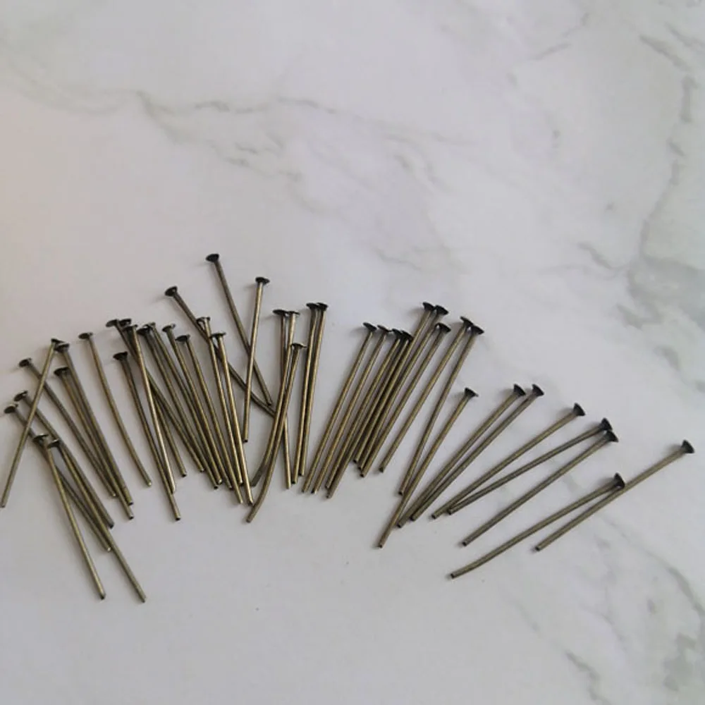 Chandelier Crystal Drops 200pcs 26mm 1inch Antique Bronze Flat Head Straight Pins Connector for Crystal Prism Lamp Chandelier Pendant Hanging DIY