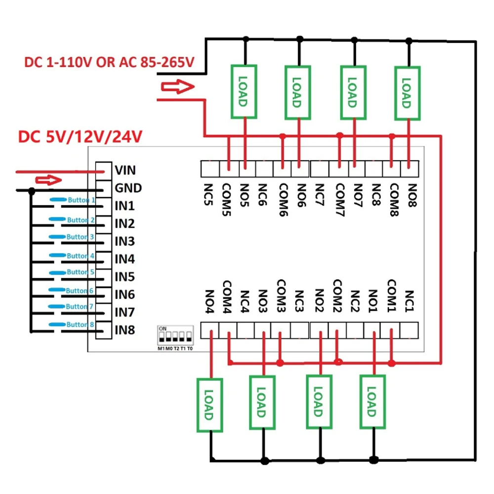 dip, intertravamento bistável, módulo de relé de