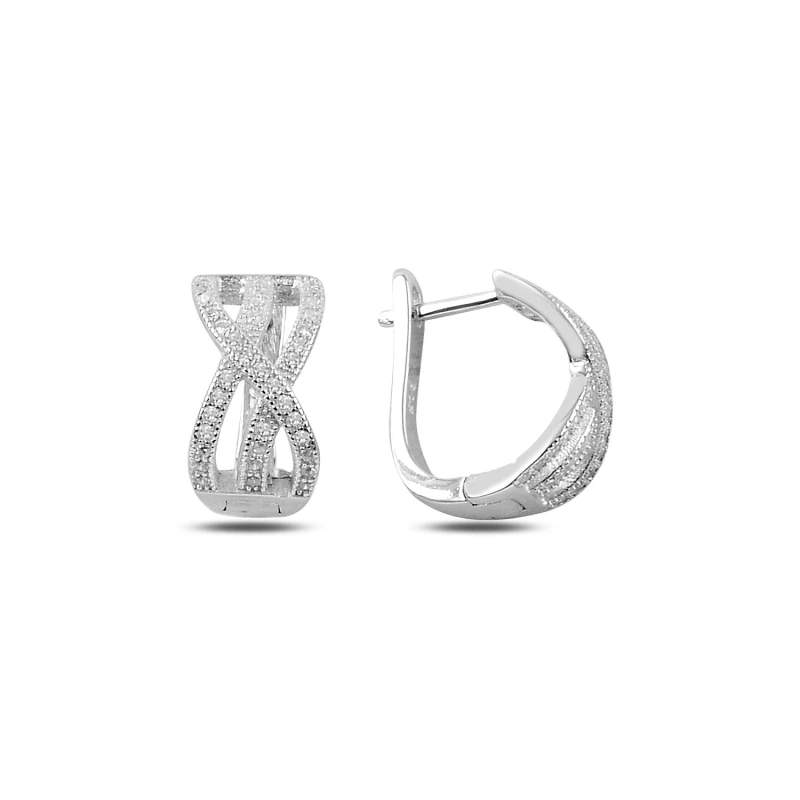 

Silver 925 Sterling Zircon Cubic Zirconia J Earrings