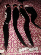 8-30 extensiones de cabello humano peruano liso, 3 mechones, no Remy, con cierre de encaje 4*4, mechones de tejido de doble trama con cierre