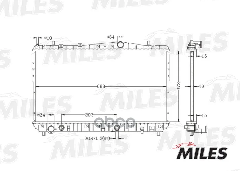 Радиатор Chevrolet Lacetti 1.4-1.8 A/T 04- Miles Acrb030 Miles арт. ACRB030