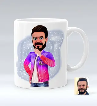 

Personalized Men 'S Animation Caricature Of White Mug Bardak-36