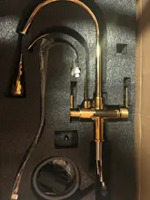 Quyanre-grúa filtrada para cocina, grifo con filtro de agua de rotación 360, mezclador de fregadero de tres vías, color negro mate