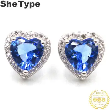 

11x11mm 2019 Heart Shape 2.67g Created Violet Tanzanite White CZ Gift For Sister 925 Solid Sterling Silver Stud Earrings