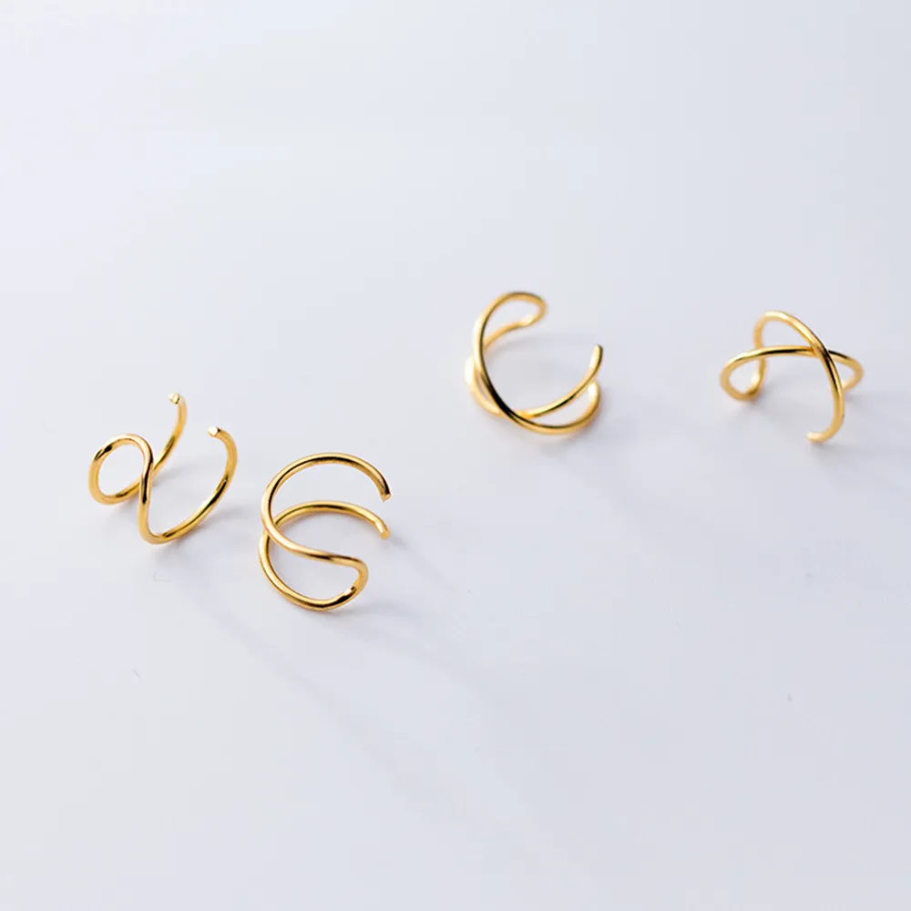 MIESTILO 1 пара унисекс S925 Стерлинговое Серебро серьги-клипсы | серебро/золото/черный цвет ушные манжеты Многослойные простой подарок